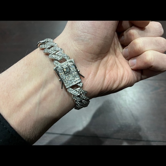 Mens Diamond Watch Chain Bracelet Cuban Link Set Jewellery Iced Out Bussdown - Picture 6 of 9